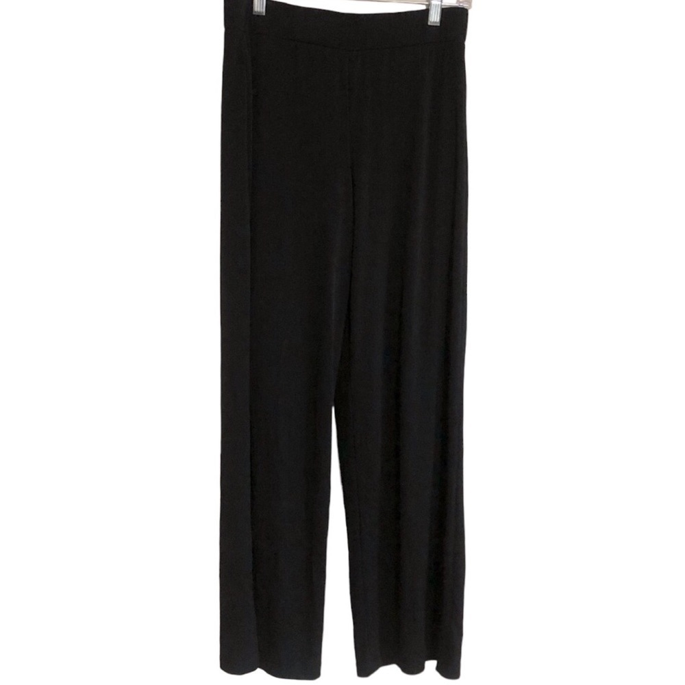Briggs NY Women’s Black Stretch Wide Leg Pull On Pants Slimming Liner Size PM